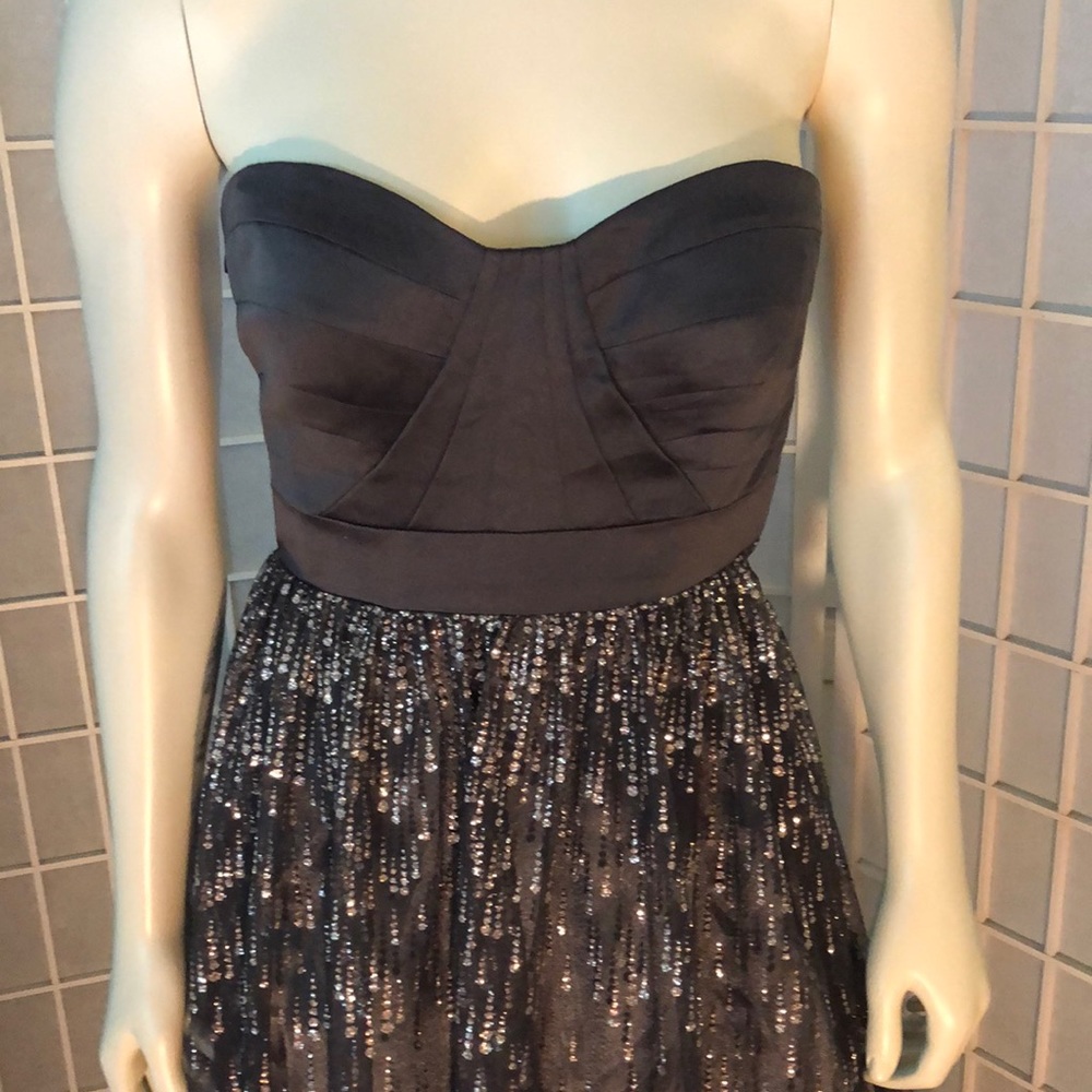 Gray Satin & Sequin Gown sz 3/4